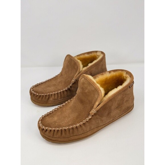 LL Bean Mens Shoes Brown Wicked Good Boot Moc Slipper Shearling Suede US 11 M - Picture 5 of 10